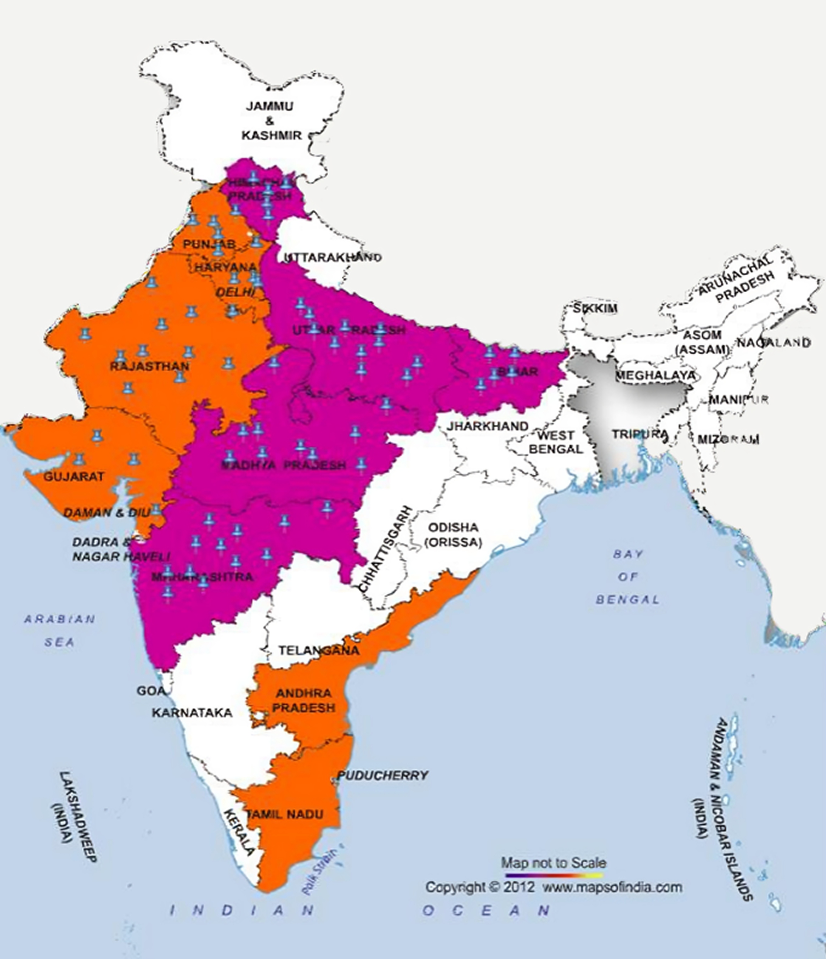 Manav Enterprise Service Coverage Map - Showing presence across major Indian states